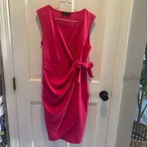 Women's Hot Pink Faux Wrap Dress